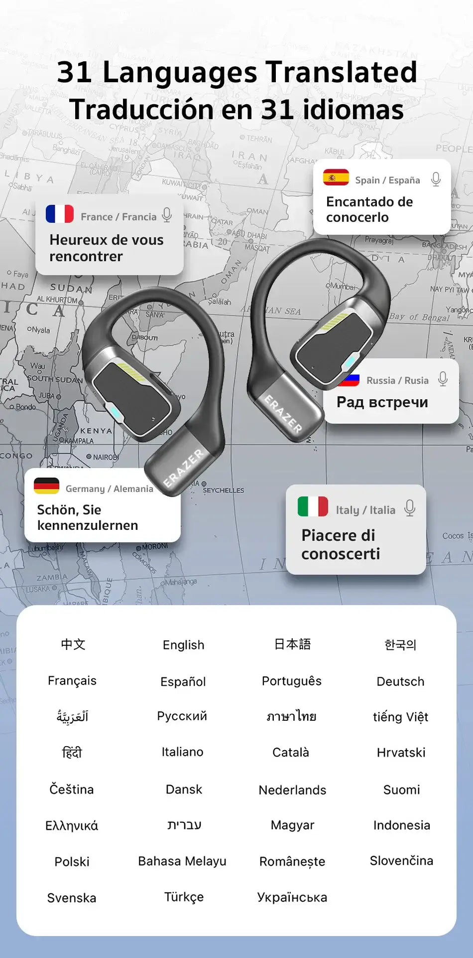 AI Translator Bluetooth Earphones